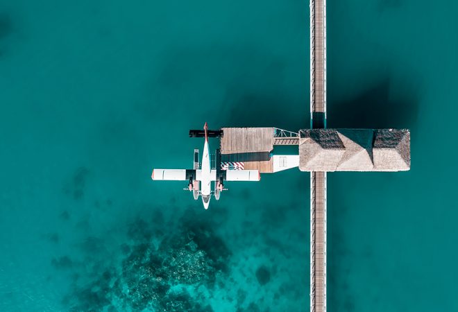 Aerial view of the seaplane